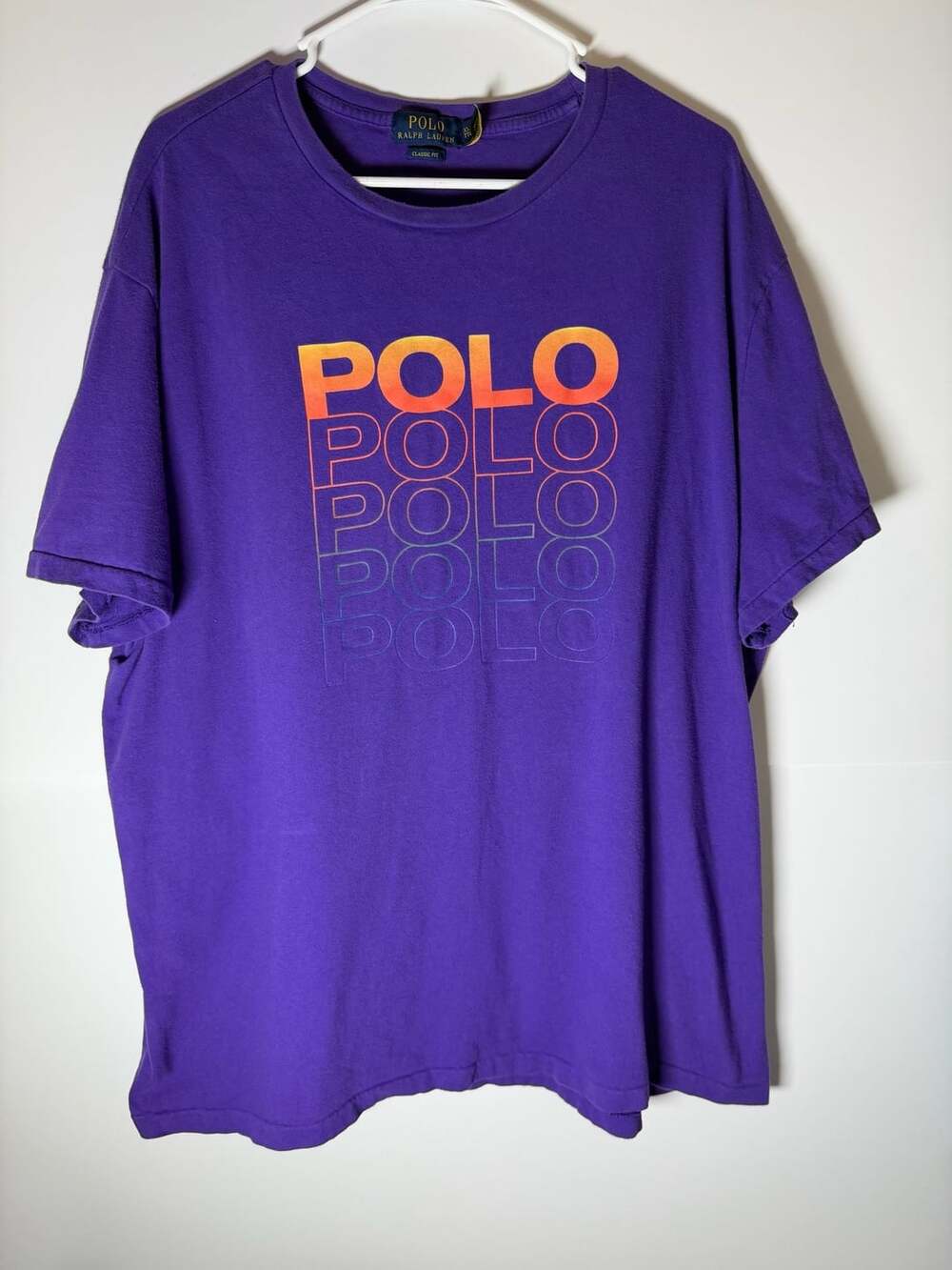 Polo Ralph Lauren Classic Fit Ombre Stacked Logo Purple T-Shirt XXL